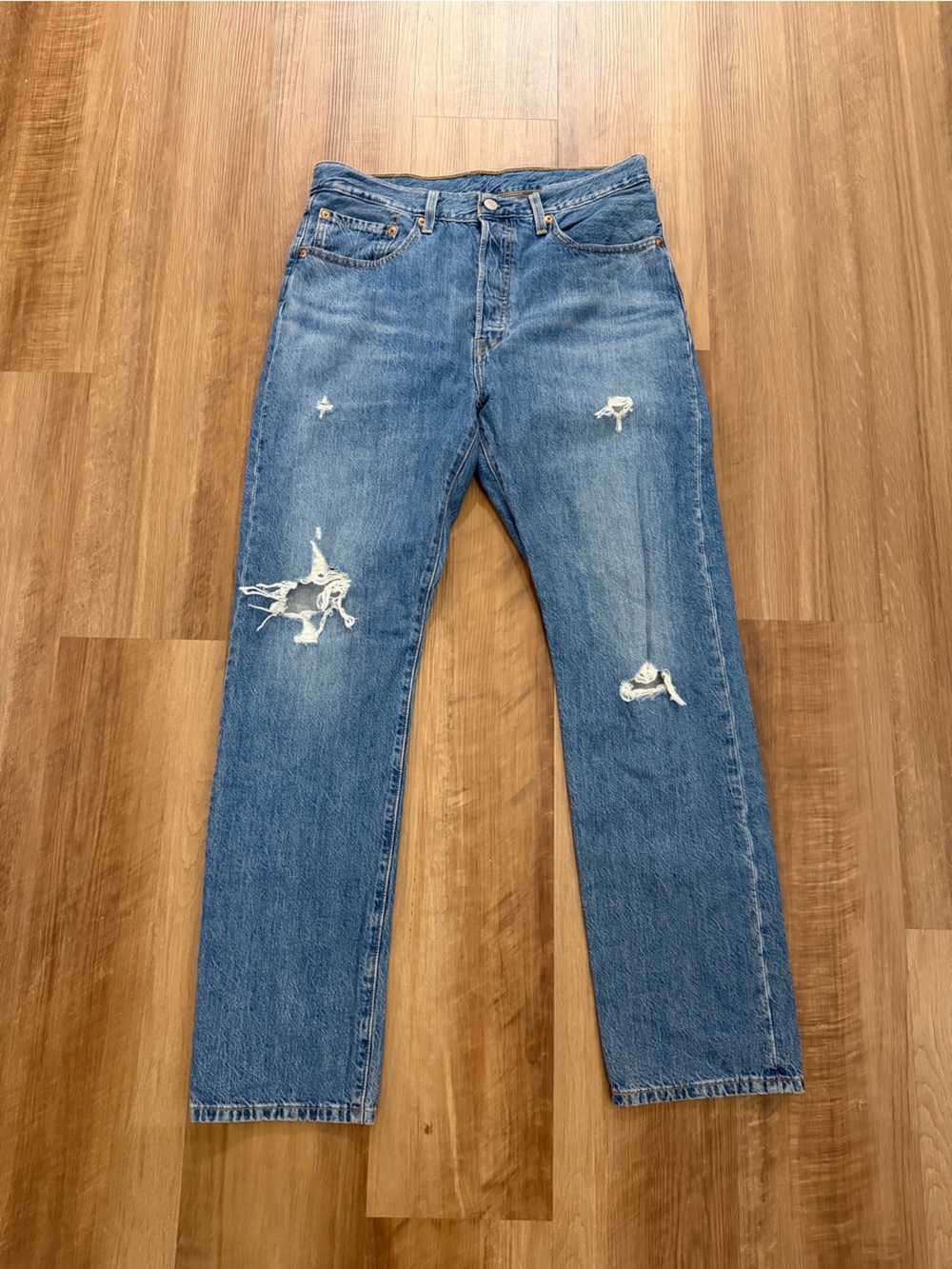 Levi's 501xx Jeans Distressed Button Fly Blue size 30x30‎ Ripped Denim Grunge